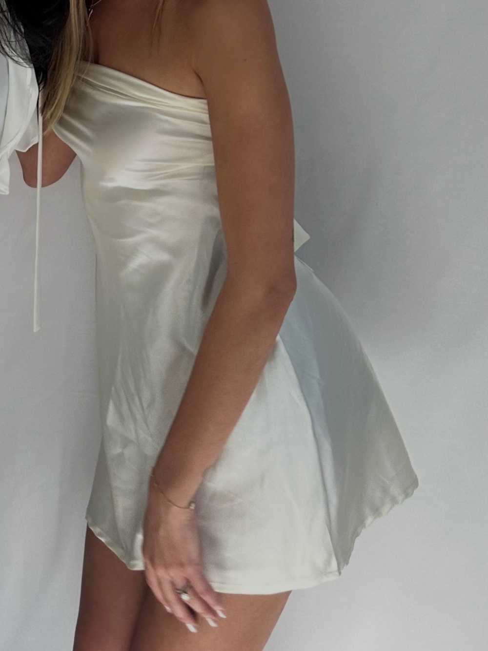 Silky Ivory Strapless Slip Dress